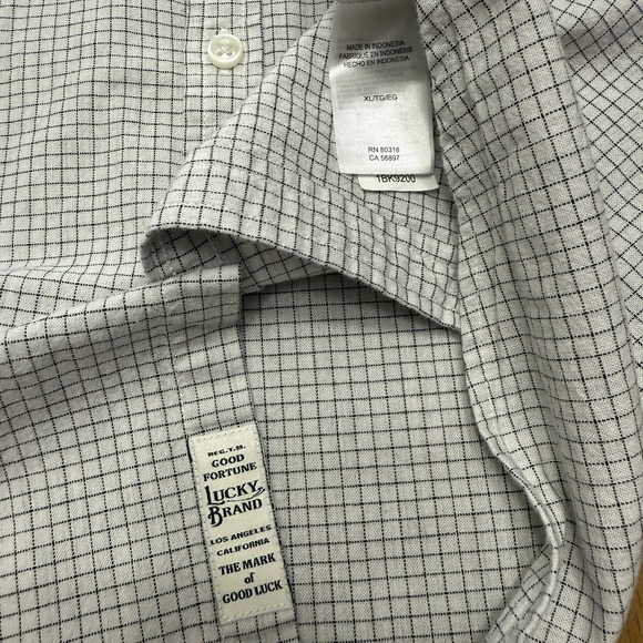 Lucky Brand shirt men's XL preppy plaid classic‎ beachy coastal nautical work - Picture 11 of 13